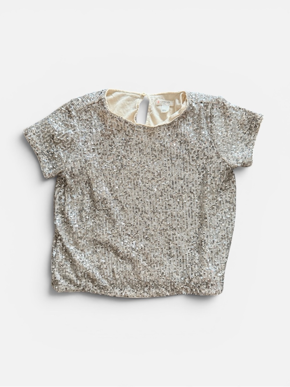 Crewcuts Kids Gold Sequins Party Short Sleeve Top - Lined - 8